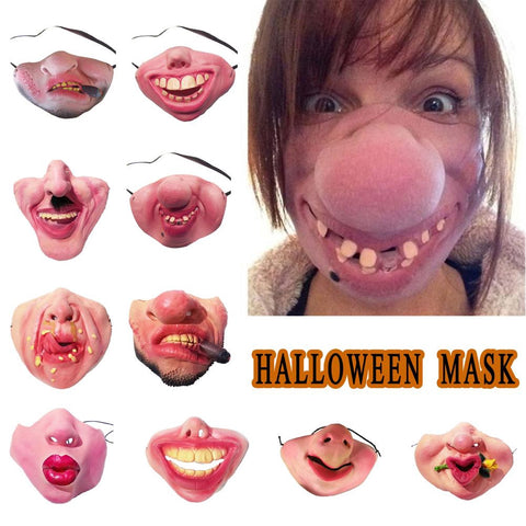 Funny Adult Party Mask Latex Clown Cosplay Half Face Horrible Scary Masks Masquerade Halloween Party