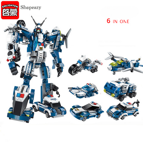 8 Styles Series Police Robot Action Figures Building Blocks Toy From Children to Boy