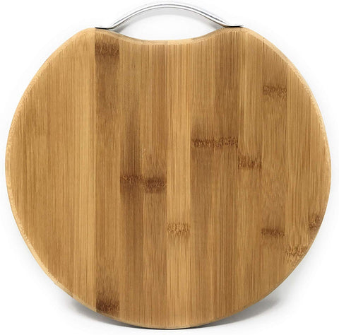 Round Natural Bamboo Cutting &Chopping Serving Board with Handle