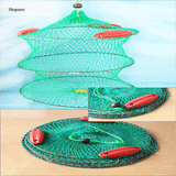 Nylon Folding Round Crab Fish Care Net Metal Frame Mesh Folding Fishing Net 3 layers with 3 Floating