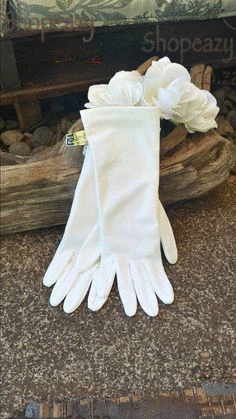 White nylon wedding gloves