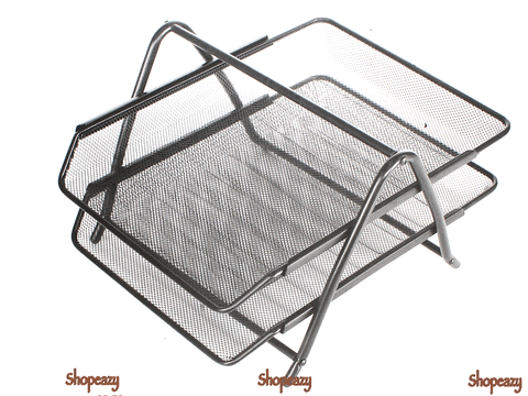 2 Tier Silver Metal Wire Mesh Document Tray Organizer Filing home Office Work