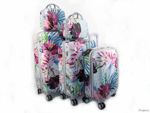 Luxury PC Lightweight Design 5 Piece Luggage Set-Flower