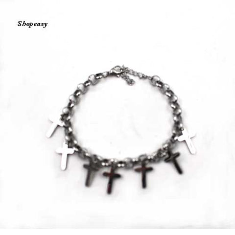 Beautiful Religious Style Cross Shaped Top Grade Stainless Steel Chain Bracelet