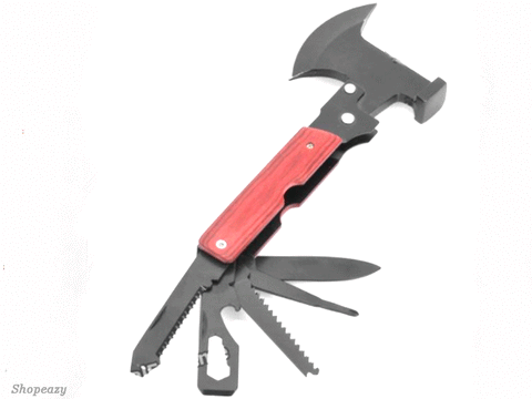 7-in-1 Stainless Steel Multi Tool Axe - Red + Black
