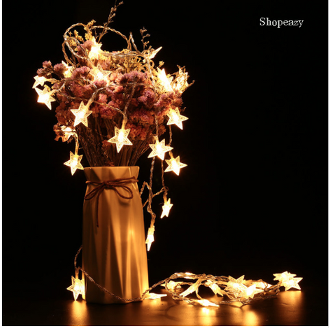 Holigoo Five-pointed Star Shape String Lights Battery Light Party Fairy Wedding Christmas Garland Decorations