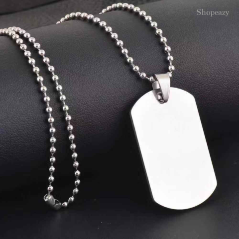 Blank Stainless Steel Pet Dog Tags + 60cm Bead Chains Fashion men pendants Army dog tags