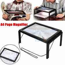 A4 Full Page Large Hands Magnifier Magnifying Glass Lens F Reading W/ Cord