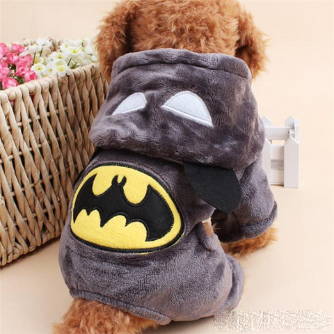 New Warm Pet Coat Winter Dog Clothes Cute Puppy batman Costume Hoodie Jumpsuit Clothing for Small Dogs Apparel