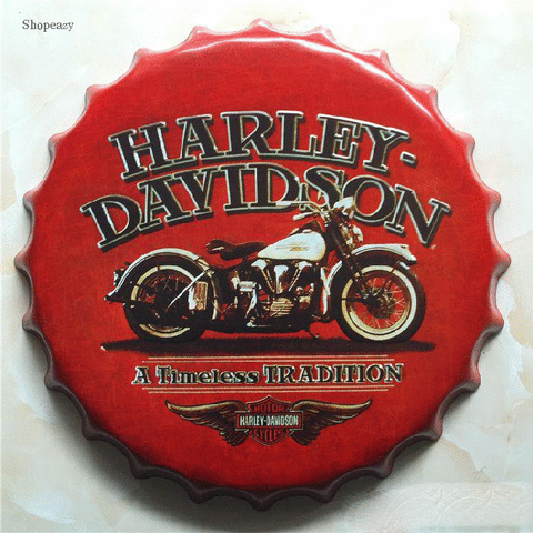 Harley Davidson Round Guinness bear Beatles Relief Bottle Cap